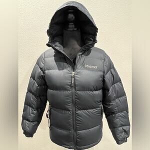 Marmot Kids Large Black 700 Fill Down Hooded Puffer Jacket Style K73700